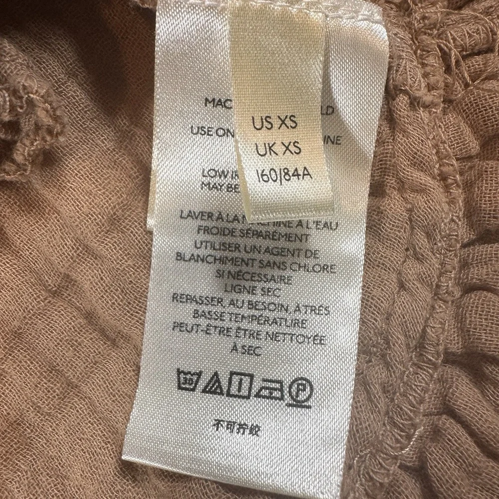 Free People Bring It On Gauze Tunic Top Mini Dress Womens XS Ponytail Brown Boho
